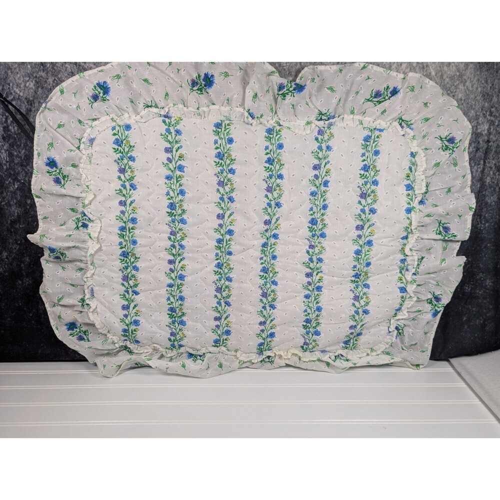 Vtg Hand Quilted 24" Floral Pillow Case Cottagecore Grannycore Shabby Chic